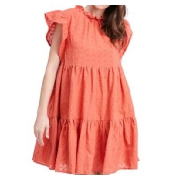 EN SAISON Womens Orange Lined Tie Pullover Flutter Sleeve Dress XL - Picture 3 of 10
